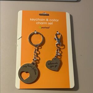 Pearhead Silver Heart Keychain and Charm Set